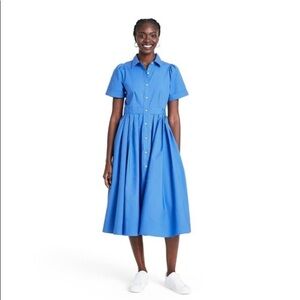 Alexis For Target Dress Size XS Short Sleeve Shirtdress Pockets Blue Midi NWT